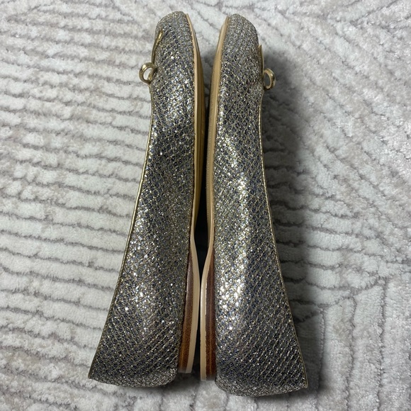 Enzo Angiolini Aeniltm Glitter Covered Sparkly Ballet Flats 8 Womens Silver Gold - Picture 6 of 9